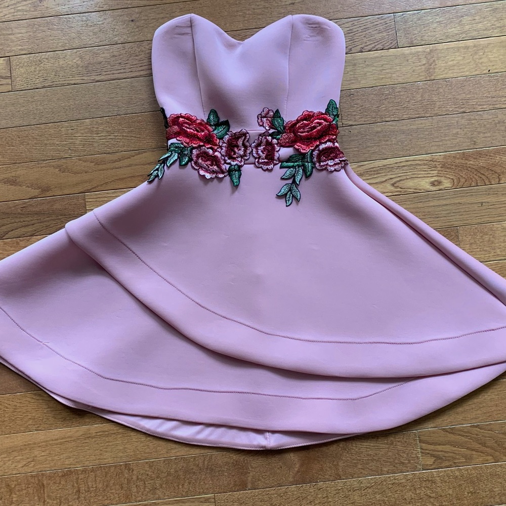 Strapless pink dress